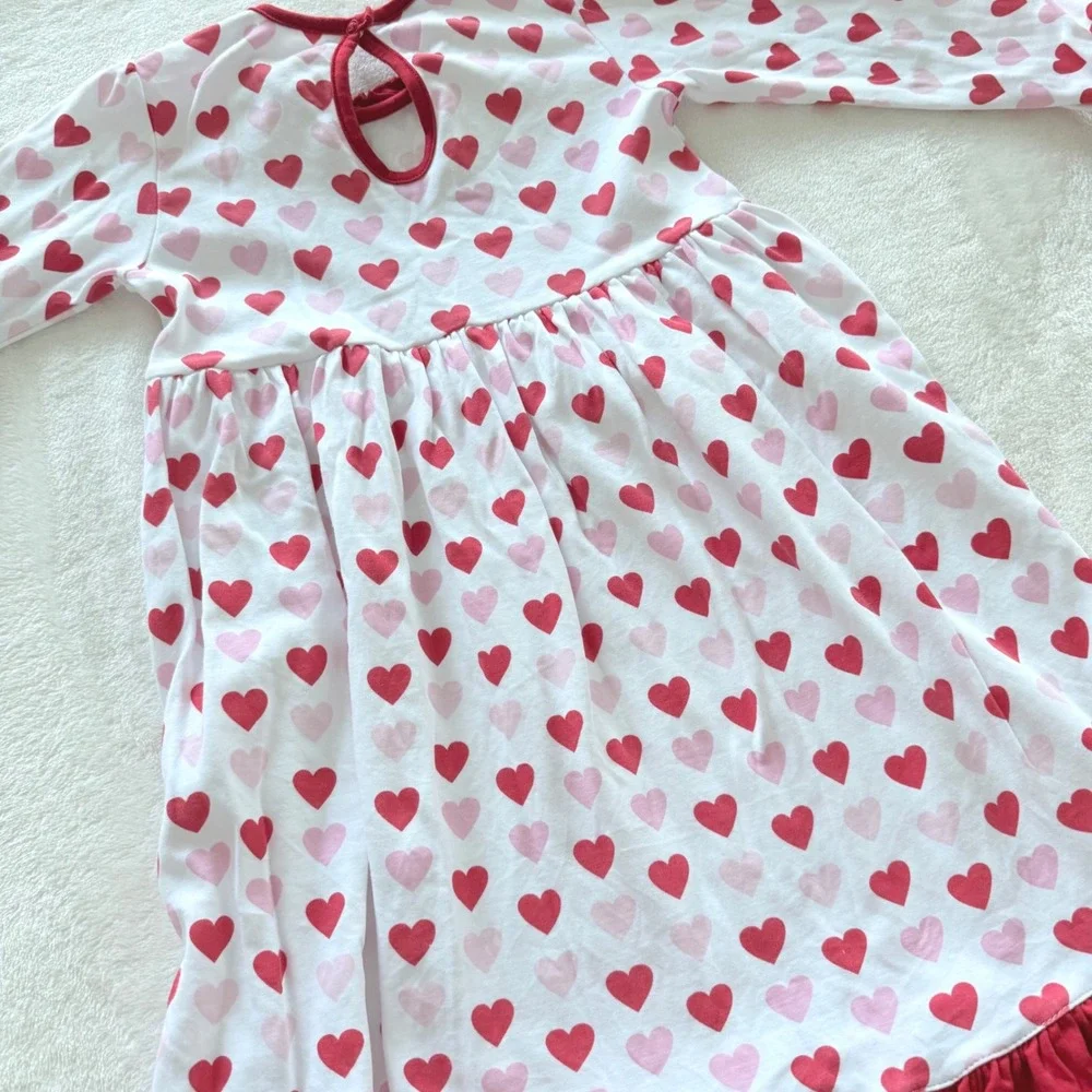 Magnolia Baby Girls‎ Heart Print Dress Pima Cotton Red White Size 5